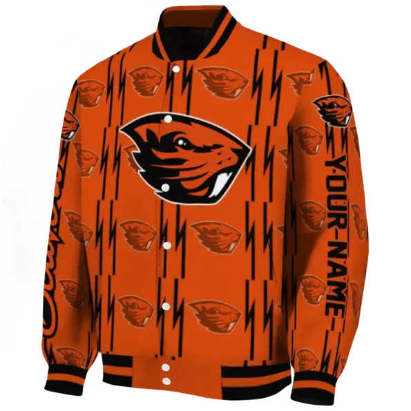 custom oregon state beavers bolt stripe orange varsity jacket best selling