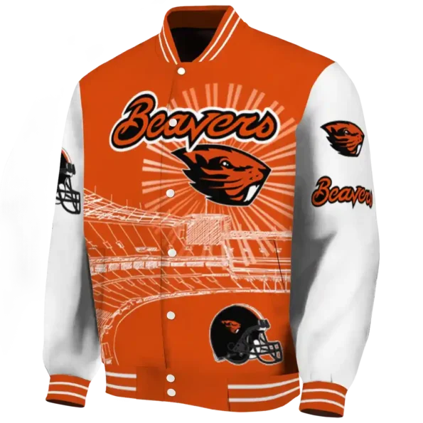 custom oregon state beavers ferris arena orange white varsity jacket best selling