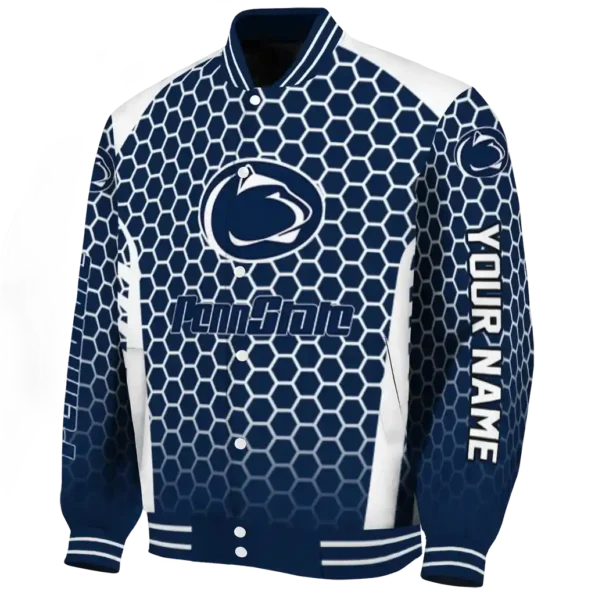 custom penn state nittany lions hexagon grid blue varsity jacket best selling