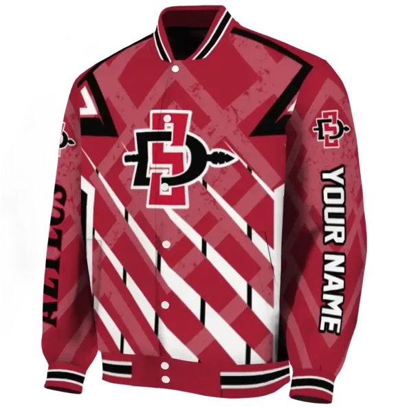 custom san diego state aztecs chevron angles red varsity jacket best selling