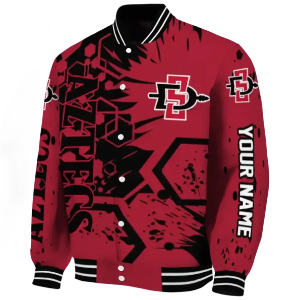 custom san diego state aztecs hexagon cluster red black varsity jacket best selling