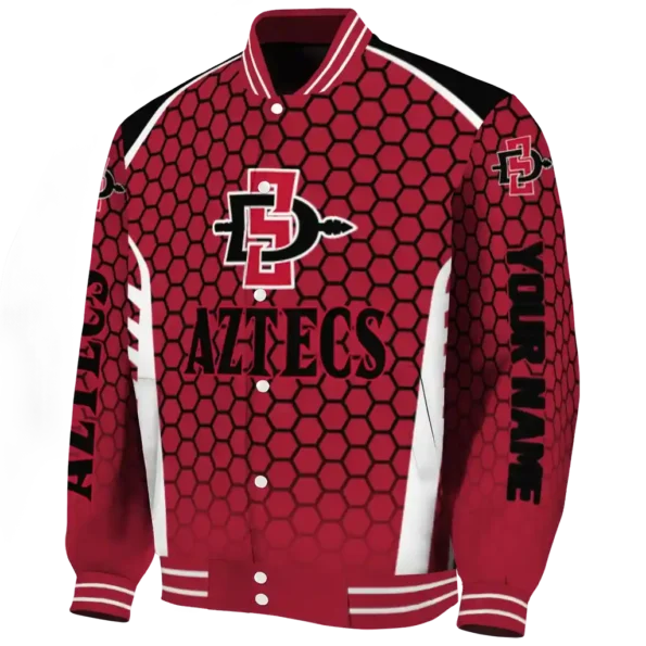 custom san diego state aztecs hexagon grid red varsity jacket best selling