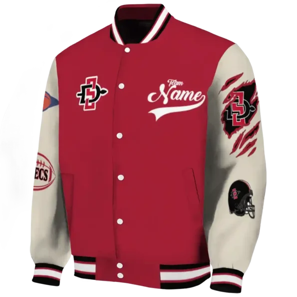 custom san diego state aztecs wildcat pawprint red nude varsity jacket best selling
