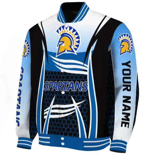 custom san jose state spartans mesh effect blue black varsity jacket best selling