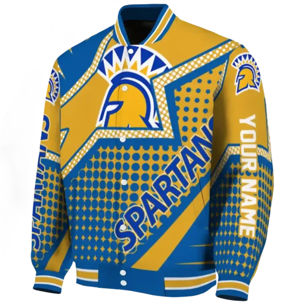 custom san jose state spartans star burst blue varsity jacket best selling