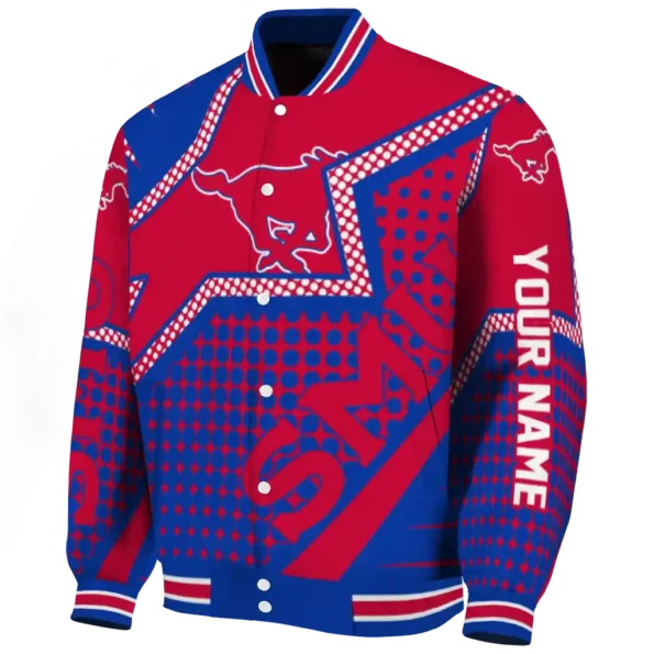 custom smu mustangs star burst blue varsity jacket best selling