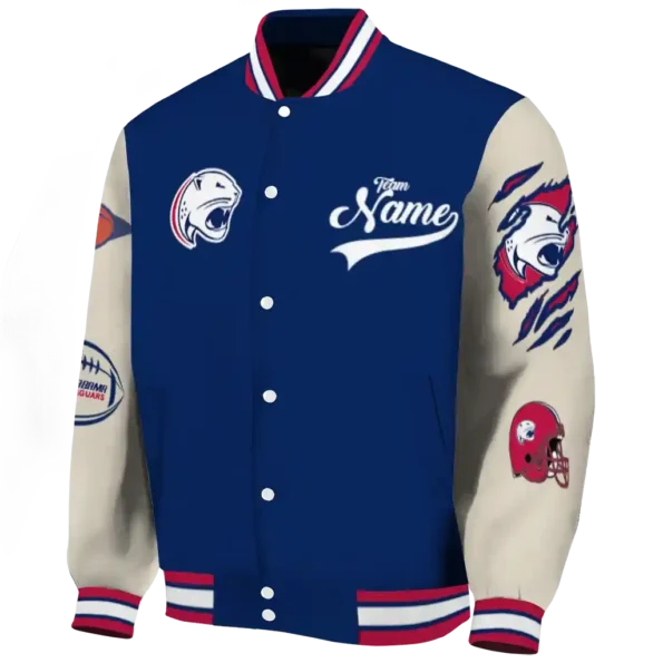 custom south alabama jaguars wildcat pawprint blue nude varsity jacket best selling