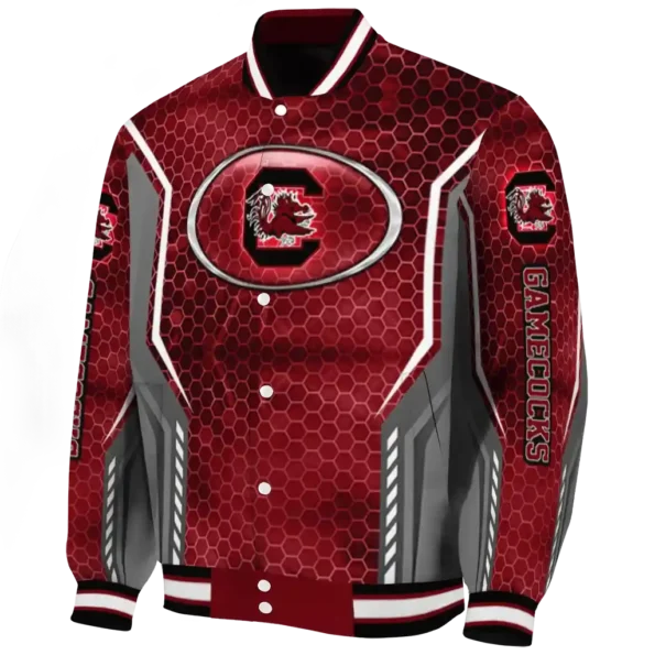 custom south carolina gamecocks power plate garnet varsity jacket best selling
