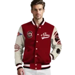 custom-south-carolina-gamecocks-wildcat-pawprint-garnet-nude-varsity-jacket-best-selling.webp