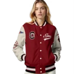 custom-south-carolina-gamecocks-wildcat-pawprint-garnet-nude-varsity-jacket-best-selling.webp