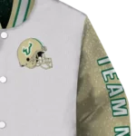 custom-south-florida-bulls-speckled-arms-green-gray-varsity-jacket-best-selling.webp