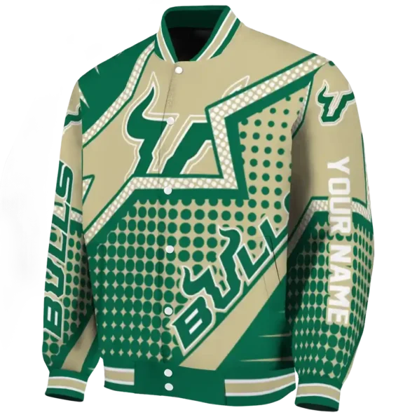 custom south florida bulls star burst green varsity jacket best selling
