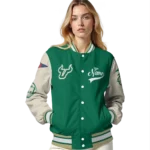 custom-south-florida-bulls-wildcat-pawprint-green-nude-varsity-jacket-best-selling.webp