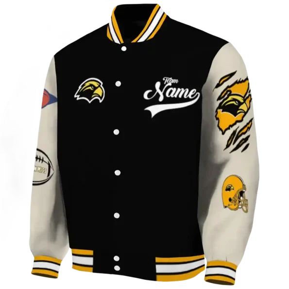 custom southern miss golden eagles wildcat pawprint black nude varsity jacket best selling