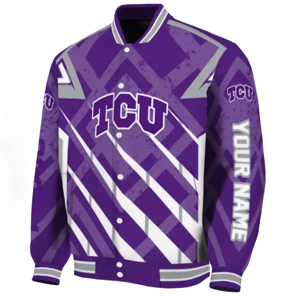 custom tcu horned frogs chevron angles purple varsity jacket best selling
