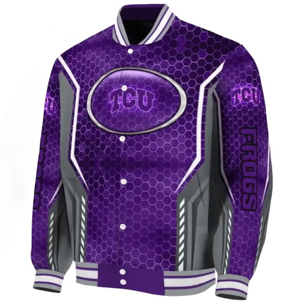 custom tcu horned frogs power plate purple varsity jacket best selling