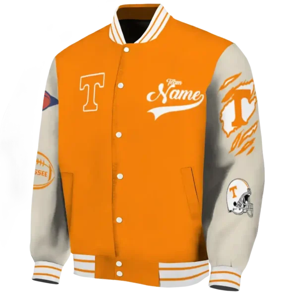 custom tennessee volunteers wildcat pawprint orange nude varsity jacket best selling