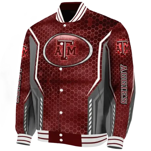 custom texas am aggies power plate maroon varsity jacket best selling