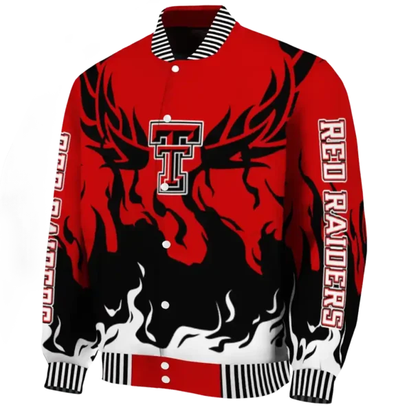 custom texas tech red raiders winged blaze red white varsity jacket best selling