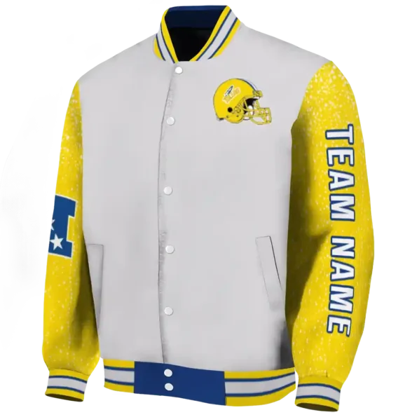 custom toledo rockets speckled arms blue gray varsity jacket best selling