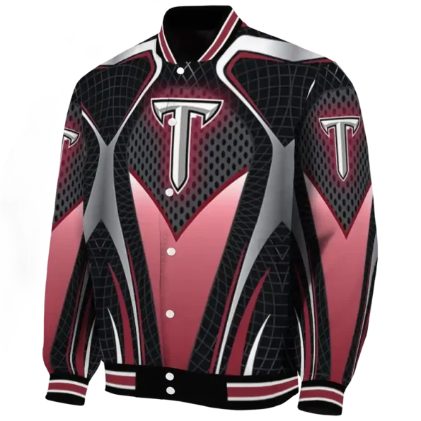 custom troy trojans mesh chest grey black varsity jacket best selling