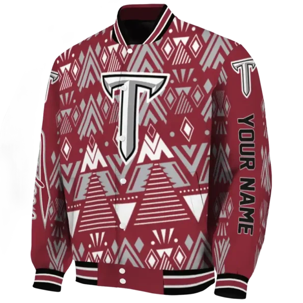 custom troy trojans pyramid shapes red varsity jacket best selling