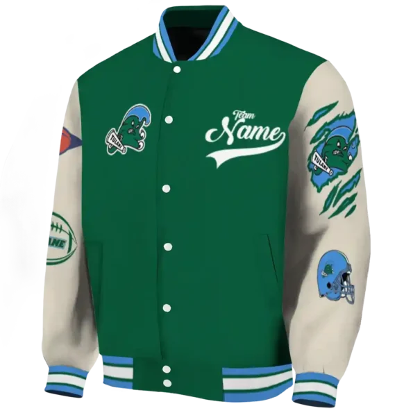 custom tulane green wave wildcat pawprint green nude varsity jacket best selling
