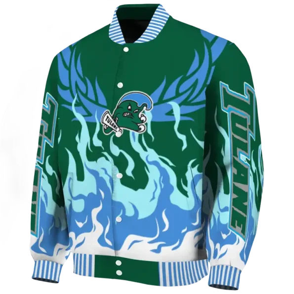 custom tulane green wave winged blaze green white varsity jacket best selling