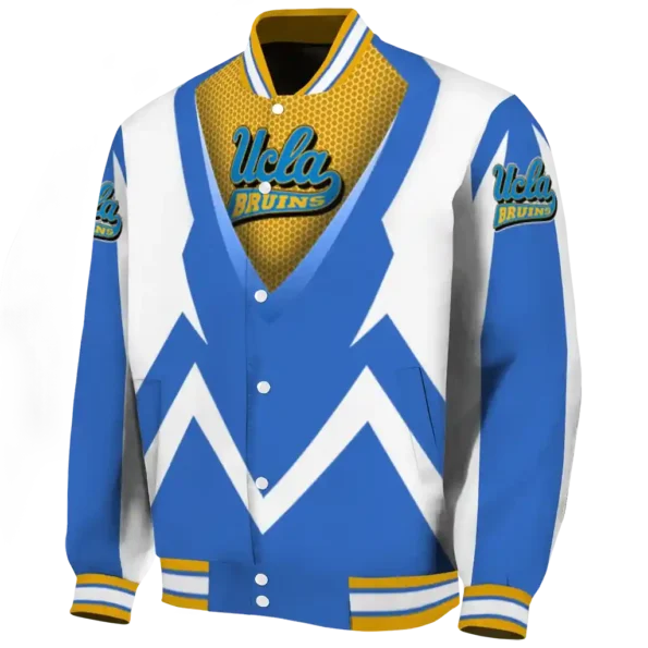 custom ucla bruins v stripes blue white varsity jacket best selling