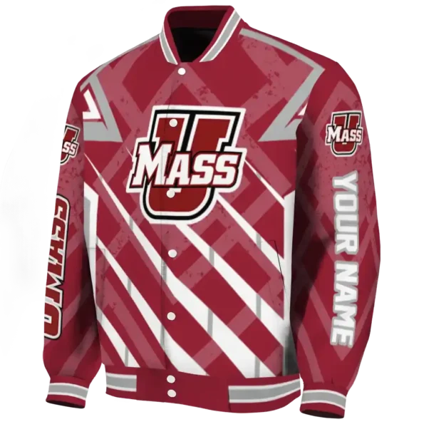 custom umass minutemen chevron angles red varsity jacket best selling