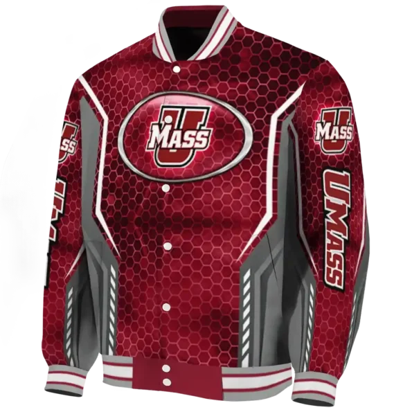 custom umass minutemen power plate red varsity jacket best selling