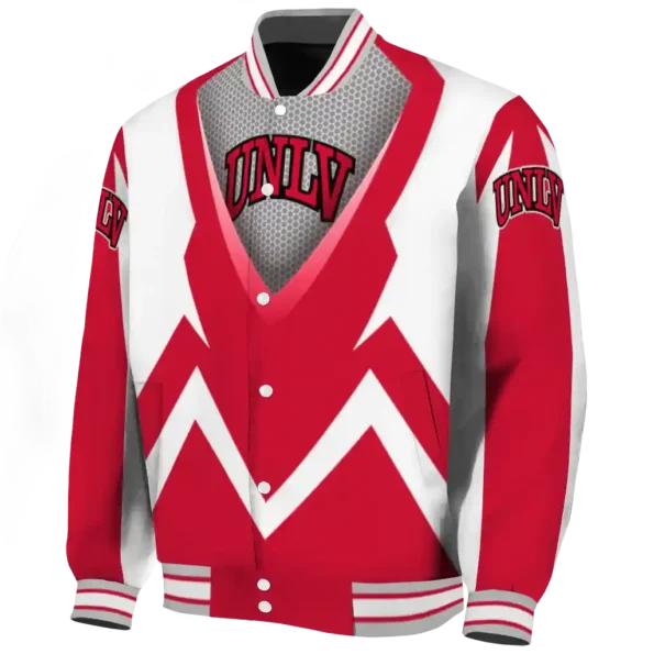 custom unlv rebels v stripes red white varsity jacket best selling