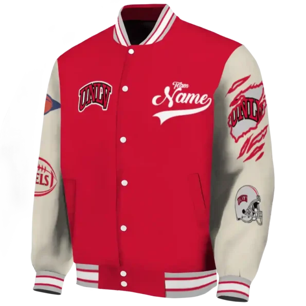 custom unlv rebels wildcat pawprint red nude varsity jacket best selling