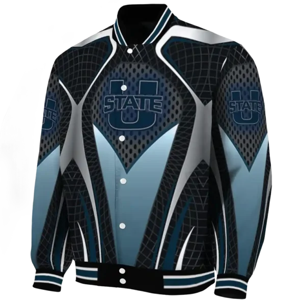 custom utah state aggies mesh chest grey black varsity jacket best selling
