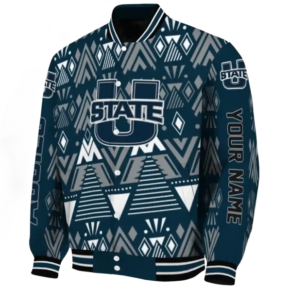 custom utah state aggies pyramid shapes navy varsity jacket best selling