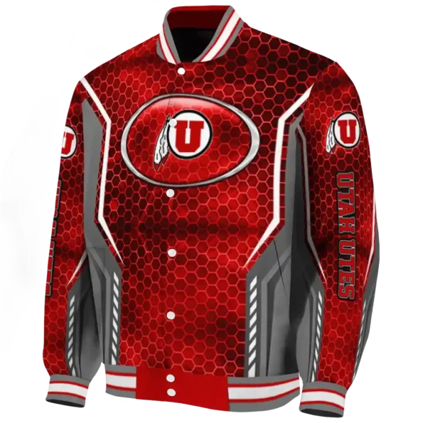 custom utah utes power plate red varsity jacket best selling
