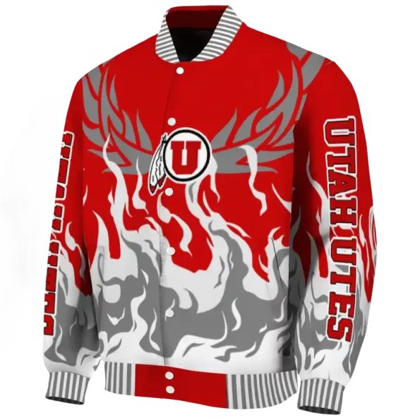 custom utah utes winged blaze red white varsity jacket best selling