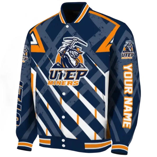 custom utep miners chevron angles blue varsity jacket best selling