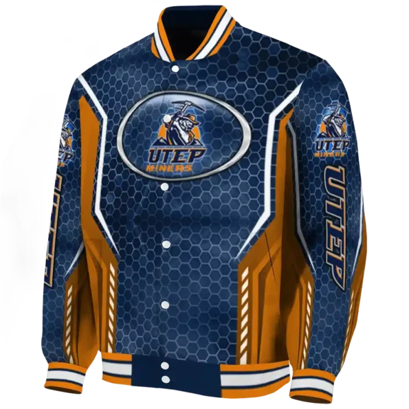 custom utep miners power plate blue varsity jacket best selling