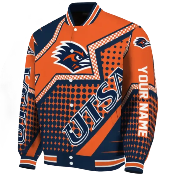 custom utsa roadrunners star burst orange varsity jacket best selling