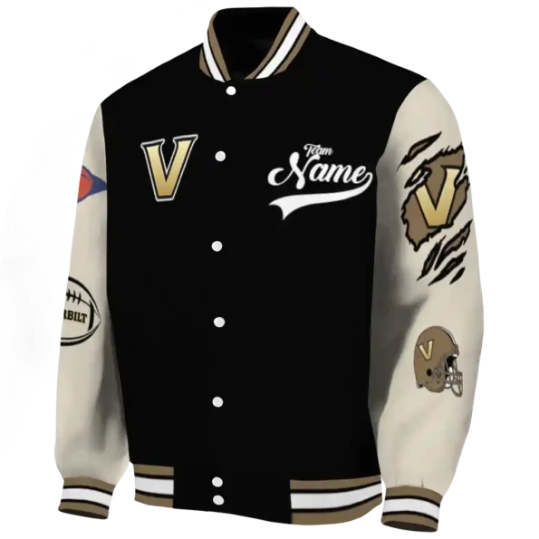 custom vanderbilt commodores wildcat pawprint black nude varsity jacket best selling