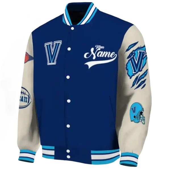custom villanova wildcats wildcat pawprint navy nude varsity jacket best selling
