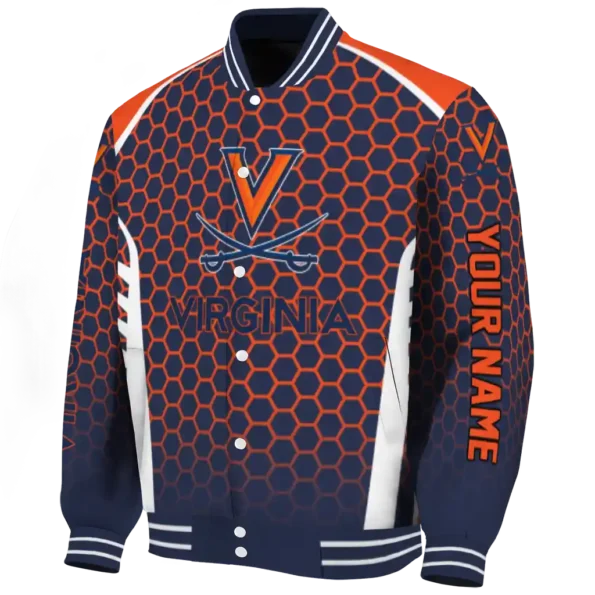 custom virginia cavaliers hexagon grid blue varsity jacket best selling