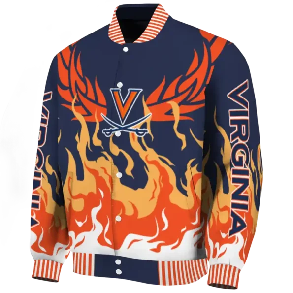 custom virginia cavaliers winged blaze blue white varsity jacket best selling