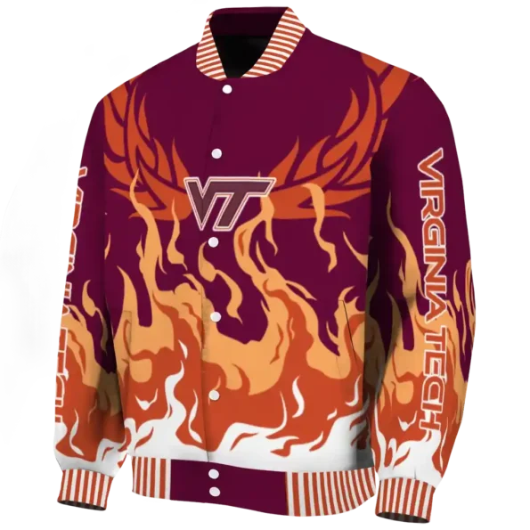custom virginia tech hokies winged blaze maroon white varsity jacket best selling