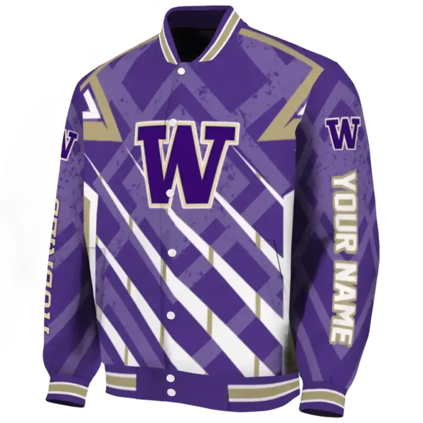 custom washington huskies chevron angles purple varsity jacket best selling