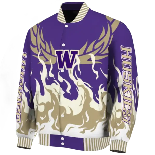 custom washington huskies winged blaze purple white varsity jacket best selling