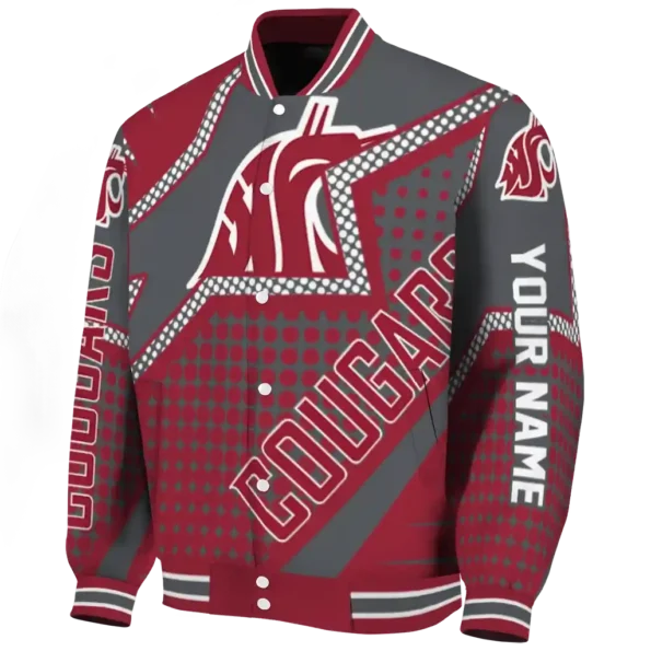 custom washington state cougars star burst crimson varsity jacket best selling