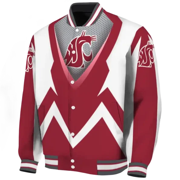 custom washington state cougars v stripes crimson white varsity jacket best selling
