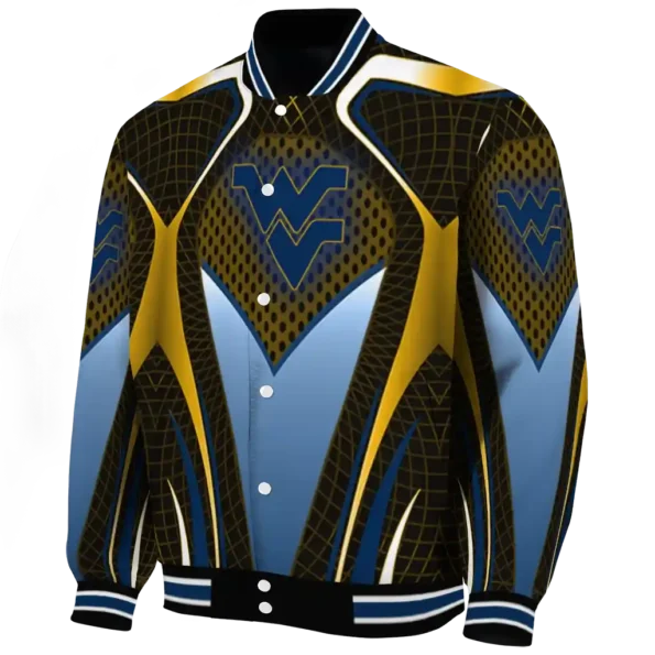 custom west virginia mountaineers mesh chest gold black varsity jacket best selling